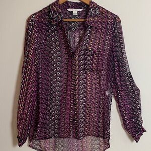 Diane Von Furstenberg Purple and Black Blouse